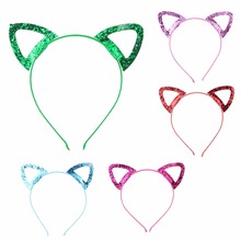 Fashion Can flip Sequins Cat Ear Girl Hairband Sexy Cat Ears Kid Hair Accessories For Women Party Cartoon Headband 2024 - buy cheap