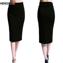 New Ladies Office Stretch Bodycon Midi Skirt Women Pencil Skirt Female High Waist Mid-Calf Skirt Slim XL 2024 - buy cheap