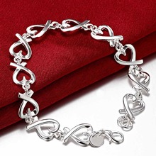 Fashion 925 Sterling Silver Jewelry Heart Bracelet For Women Wedding 2024 - buy cheap