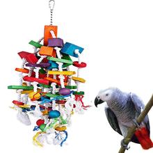 Bird Parrot Toys Colored Wooden Wooden Hanging Cage Block Toys Parrot Cockatiel Parakeet Bite Toy Pet Bird Training Supplies 2024 - buy cheap