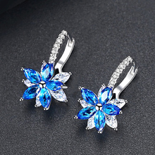 Korean Fashion Romantic Stud Earrings For Women Sliver Clear Stone Flower Shape Copper Cubic Zirconia Earring Party Jewelry 2024 - buy cheap