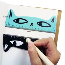 30 Pcs/lot Kawaii Cat Head Design Wooden Ruler Students' Study Ruler Bookmark Measuring Tool Patchwork Drawing Ruler 2024 - buy cheap