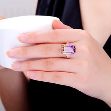 Everoyal-anillos de oro rosa para mujer, joyería para niña, anillos rectangulares de cristal púrpura para boda, accesorios para mujer 2024 - compra barato