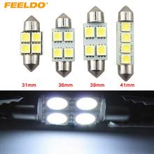 FEELDO 10Pcs White Auto 31mm 36mm 39mm 41mm 5050 4SMD Festoon Dome 4LED Light Bulbs Reading Light #FD-1181 2024 - buy cheap