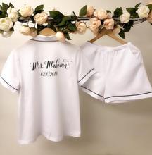 Conjunto de pijamas de madrinha personalizados, pijamas de seda curta + camisa, shorts de noiva, pijamas de dama de honra, presentes de proposta de madrinha 2024 - compre barato