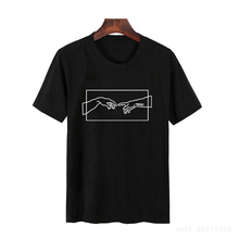 Женская Модная комфортная футболка с круглым вырезом, Новая Черно-белая футболка с принтом, свободная графическая футболка в стиле Харадзюку 2024 - купить недорого