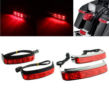 Alforje de lente vermelha cromada, lâmpada led de seta de freio para harley touring street glide 2014 2015 2016 2017 2024 - compre barato