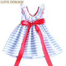 LOVE DD&MM Girls Dresses 2022 Summer New Children's Clothing Girls Fresh Stripes Lotus Leaf Lace Collar Bow Sweet Princess Dress 2024 - buy cheap