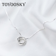 New Arrival 925 Sterling Silver Round Pendant Necklace Women High Quality Multi-circle Necklace Cute Four Circle Necklace Chain 2024 - buy cheap