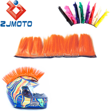 8 Color Moto Dirt Bike Racing Helmet Hair Sticker Feather Punk Hawks Colorful Mohawk Ski Snowboard Paintball Race Helmet Wig 2024 - buy cheap