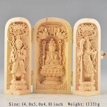 Exquisite Chinese Old Boxwood Handwork Buddha Prayer Amulet Auspicious Exorcism Box 2024 - buy cheap