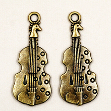 El más reciente diseño 12*30mm 10 unids/lote bronce antiguo vintage instrumento Musical colgantes Cello colgantes BJI286-77 2024 - compra barato