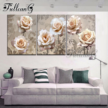 FULLCANG diy 5d diamond embroidery rose flower triptych painting 3 piece full square/round drill mosaic pattern home decor FC658 2024 - buy cheap