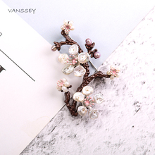 Vanssey broche redondo vintage com galhos e flores, acessório de pino redondo de pérola barroca para mulheres, 2020 2024 - compre barato