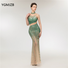 abendkleider 2020 Luxury Evening Dress Long Mermaid High Neck Beads Crystal Pearls Women Formal Prom Evening Gown robe de soiree 2024 - buy cheap