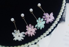 New Korean Style Spray Paint Big Flower 4 colors Stud Earrings For Women Fashion pearl acrylic flower earrings jewelry for girls 2024 - buy cheap