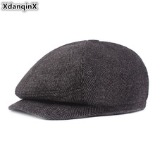 XdanqinX-boina De invierno para Hombre, Sombrero cálido con personajes De moda, gorros con lengua para Hombre De mediana edad, sombreros planos para papá 2024 - compra barato