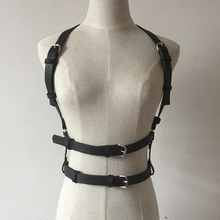 Hot Sexy Handmade Punk leather material harness double straps waist belt bondage sculpting cage belt leather suspenders belt 2024 - buy cheap