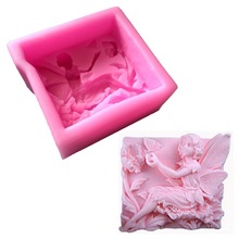 2.7inch Fairy Flower Butterfly Angel Square Silicone Soap DIY Mold Polymer Clay Craft Art 3D Handmade Soap Candle Mould 2024 - buy cheap