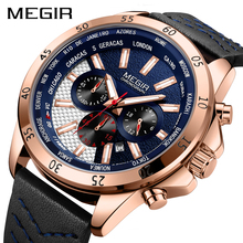 Megir Homens Esporte Militar Relógios homens Marca de Luxo Relógio de Quartzo de Couro À Prova D' Água Data de Pulso Relógio de Pulso Reloj Hombre 2103 2024 - compre barato