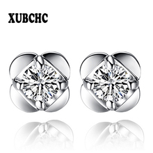 XUBCHC-pendientes cuadrados de acero púrpura para mujer, aretes de tuerca blancos de circón Simple, joyería de moda para mujer, el mejor regalo 2024 - compra barato