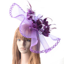 Handmade Super Big Feather Flower Bead Fascinator HaipinWedding Bride Hat Woman Net Gauze Feather Headwear Party Show Headdress 2024 - buy cheap