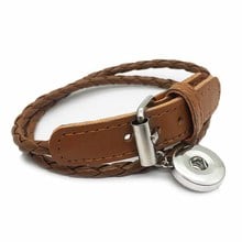 Hot sale 241 PU Leather Handmade 18mm Snap Button Bracelet Interchangeable Charm Jewelry For Women Men Gift Teenager 50cm 2024 - buy cheap