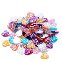 12mm 40pcs da Forma Do Coração Cores AB Natator Resina Pedrinhas Gems Com 2 Buracos Costurar Em DIY Scrapbooking Artesanato jóias Decoração 2024 - compre barato