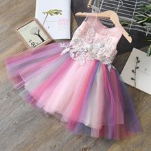 Vestido de princesa Formal para niña, elegante vestido de fiesta de cumpleaños, ropa de bautismo para niña de 3 a 10 años 2024 - compra barato