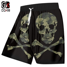 OGKB Man 3D Printed Camouflage Skull Streetwear Summer Beach Shorts Best Selling Large Size Men's Black Green Stitching 6XL 2024 - buy cheap