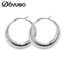 DOYUBO-pendientes grandes de aro Punk para mujer, joyería fina Simple de acero inoxidable de 42MM, Color plateado, DB067 2024 - compra barato