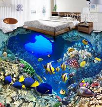 Free shipping 3D Custom Wall Sticker Underwater Cave Tropical fish Painting Photo Wallpaper for Walls home decor mural post 2024 - buy cheap