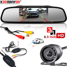 Koorinwoo Car Monitor with camera 4.3" TFT LCD HD Screen Parking Mirror Monitor Color 10 Lights Car Reverse Camera Backup Marker 2024 - buy cheap