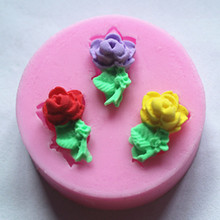 New Three mini roses fondant cake molds soap chocolate mould for the kitchen baking FM233 2024 - buy cheap