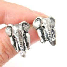 Brincos de elefante 3d qiming por atacado, joias antigas realistas para mulheres e homens, brincos de animais vintage 2024 - compre barato