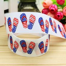 1.5'' Free shipping 4th of july  slipper printed grosgrain ribbon hair bow headwear party decoration wholesale OEM 38mm H4974 2024 - buy cheap