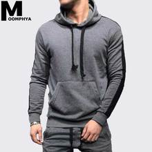 Moomphya Stylish side stripe men hoodies Streetwear hoodie men Hip hop Hooded sweatshirts mid pocket hoodies 2024 - buy cheap