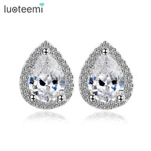 LUOTEEMI Small Water Drop Stud Earring for Women High Quality Cubic Zirconia Pendientes Friends Gifts Boucle Oreille Femme 2024 - buy cheap