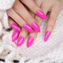 New Fashion Long pointed candy false nails tail tip Nail tablets Rose red  C06 2024 - buy cheap