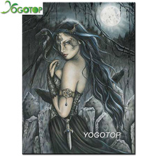 YOGOTOP Gothic Dark woman diamond embroidery picture crow Diy diamond painting ,5D Mosaic ,Rhinestone handmade painting YY1036 2024 - buy cheap