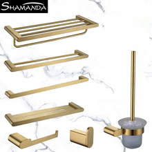 Newly Gold Bathroom Accessories Set Wall Mounted Towel Bar Holder Toilet Paper Holder Brushed Brushed Bathroom Hardware Set 2024 - buy cheap