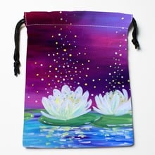 Melhor sacola de pintura lotuses, sacola de cordão de armazenamento personalizado, tipo sacola de compressão estampada tamanho 18x22cm, sacolas de armazenamento 2024 - compre barato