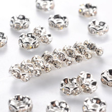 100 piezas de latón claro Medio Oriente Diamante de imitación libre de níquel espaciador suelto, platino/plata Color, 6x3mm agujero: 1mm F60 2024 - compra barato