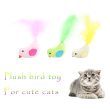 Pet Cat Toy Plush Colorful Bird With Feather Pet Supplies Interactive Teaser Toy Brinquedos Para Gato 2024 - buy cheap