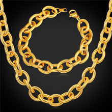 13MM Chain Bracelet And Chunky Necklace Men Jewelry Set Stainless Steel Black Gun/Gold Color Dubai Jewelry Set 2016 GNH2151 2024 - buy cheap
