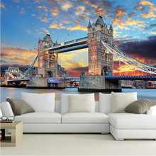 Gran mural 3D personalizado, puente de Londres en papel tapiz con atardecer papel de pared, sala de estar, pared de TV, dormitorio 2024 - compra barato
