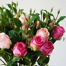 Красивые новые розы, искусственные цветы, шелк, 3 головки, розы для свадьбы, украшения дома, искусственные цветы Флорес Флер 2024 - купить недорого