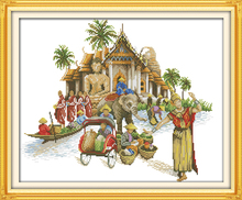 Thai ambiance cross stitch kit people 18ct 14ct 11ct count print canvas stitches embroidery DIY handmade needlework 2024 - buy cheap