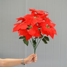 Red leaf Emulate Bonsai 1 Bouquet Poinsettia Posy Decorative Artificial Christmas Flowers Fake Pot Plants Home Decor without pot 2024 - buy cheap