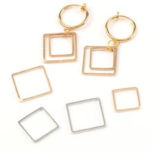 20PCS/lot Square Shape Rose Gold Rhodium Color Metal Hollow Frame Glue Blank Connector Charms Pendant DIY Jewelry Findings 2024 - buy cheap